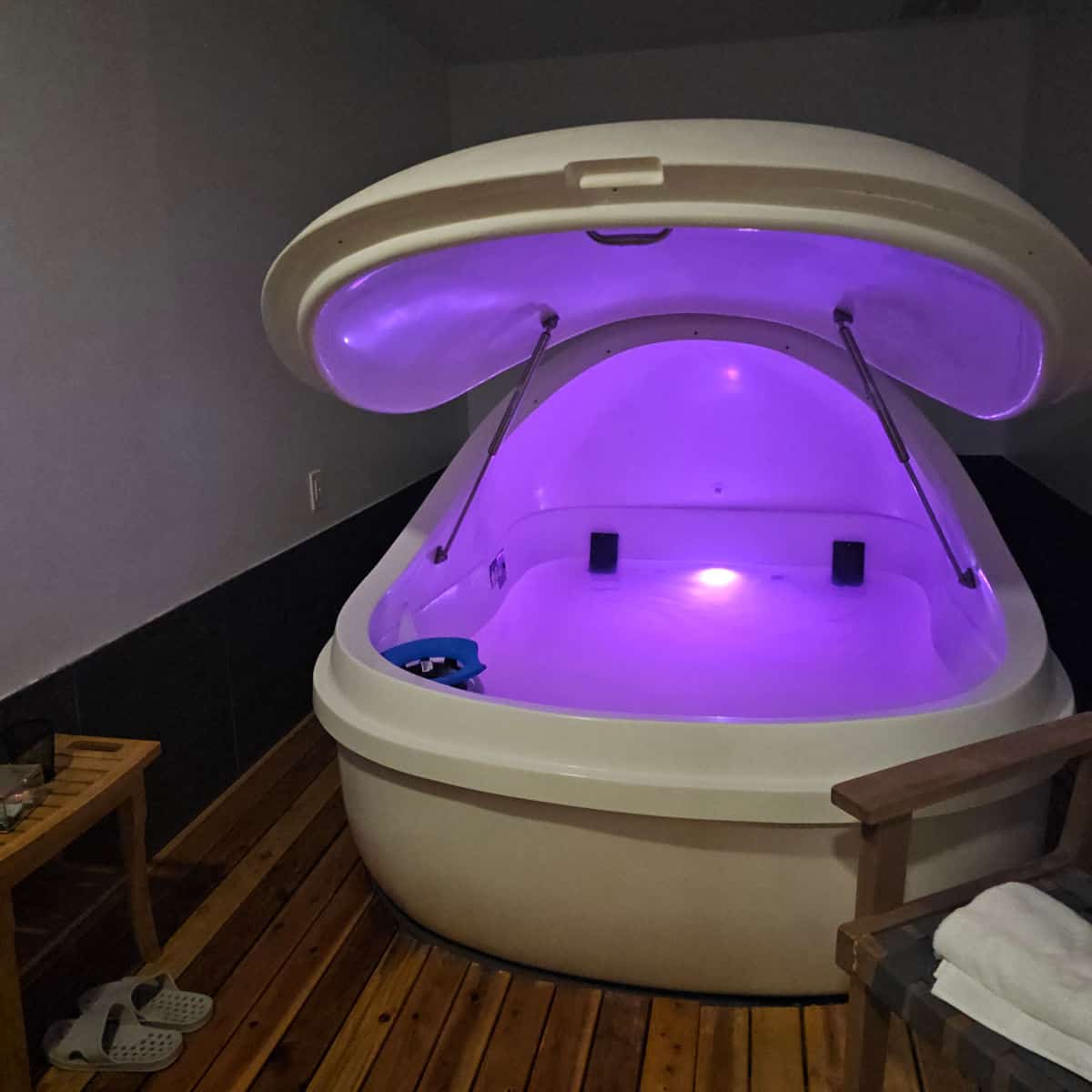 Float therapy pod at the spa